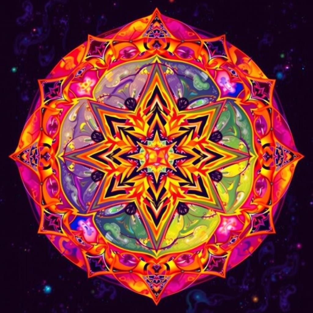 Sacred Geometry in Vibrant, Abstract, Hyperdetailed Style