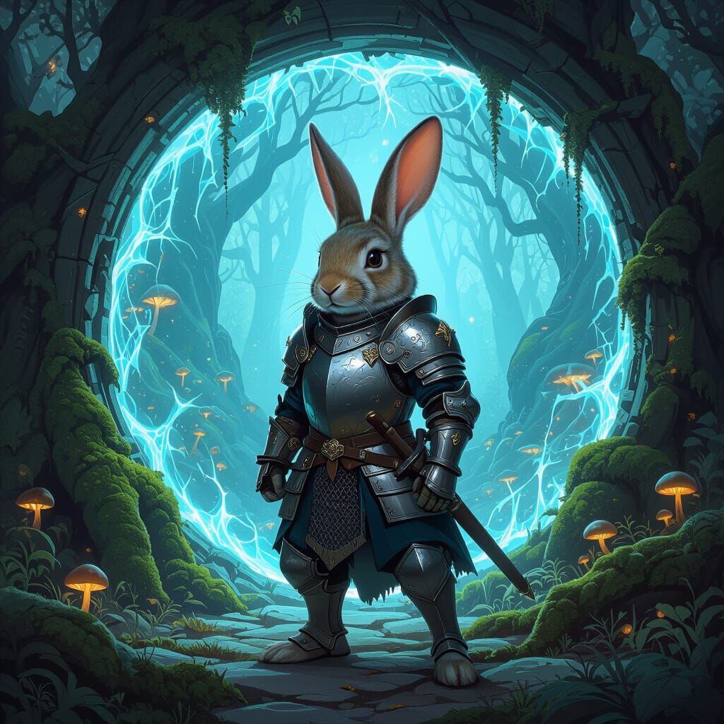 Rabbit Knight Before Enchanted Forest Portal