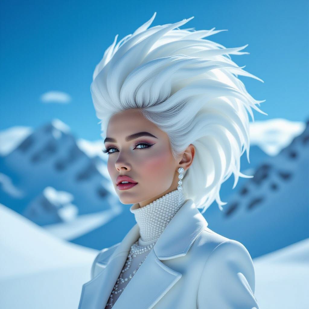 Elegant Woman with Sculpted White Hair