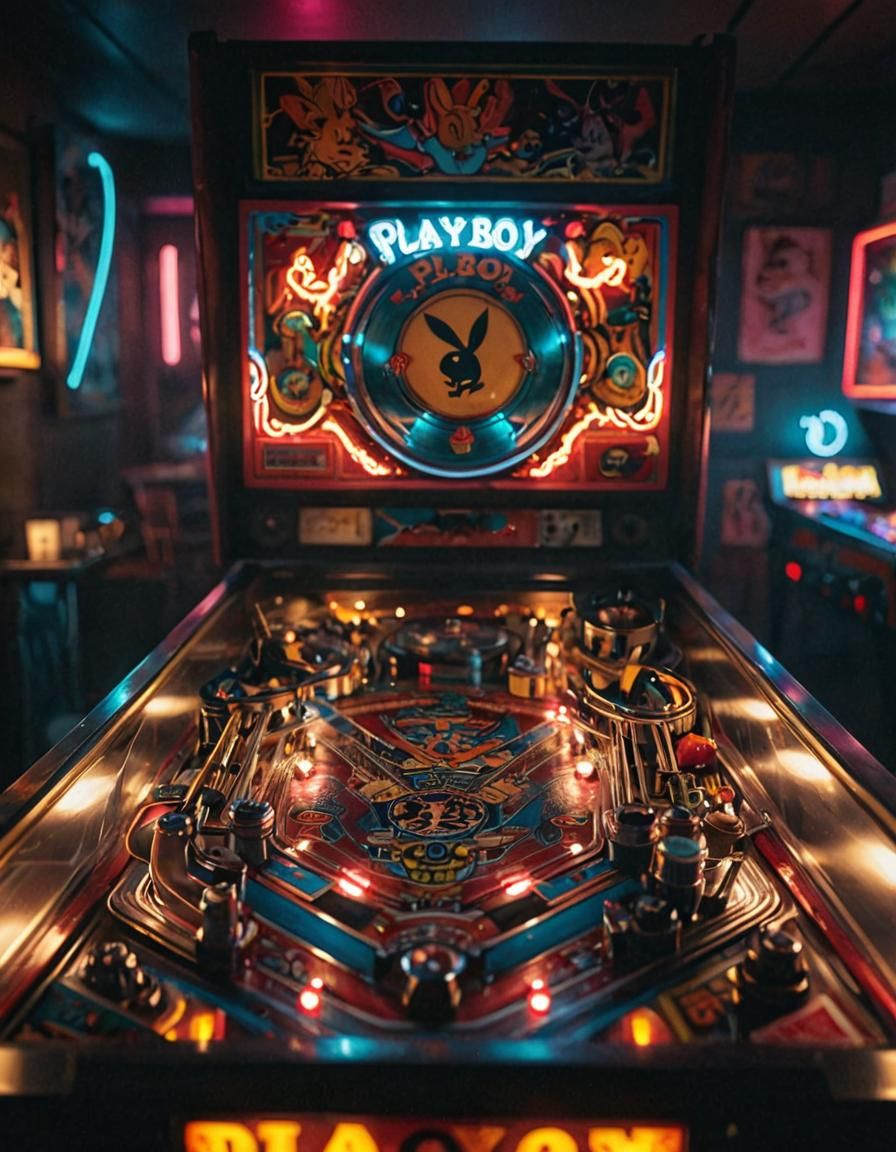 Playboy Pinball Machine in Cinematic Style
