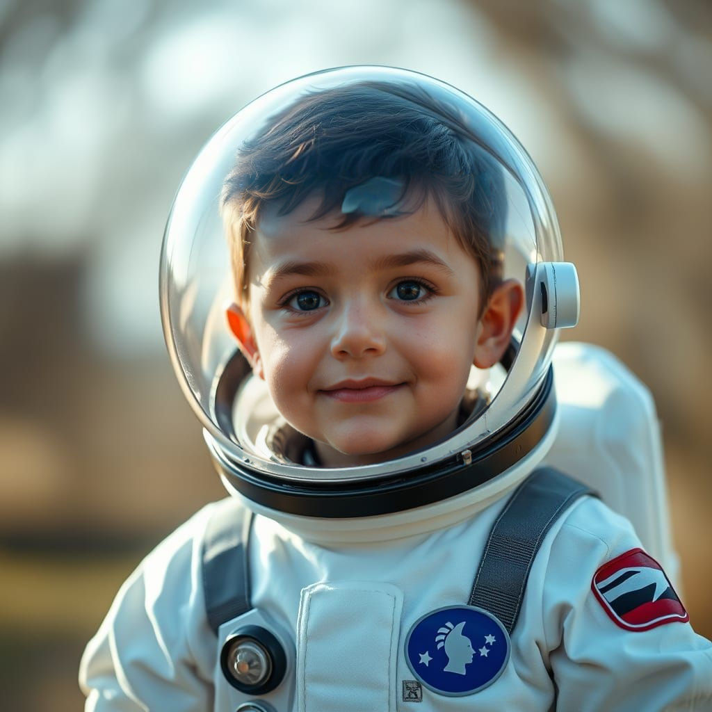 Charming Boy in Space Suit Shines Bright