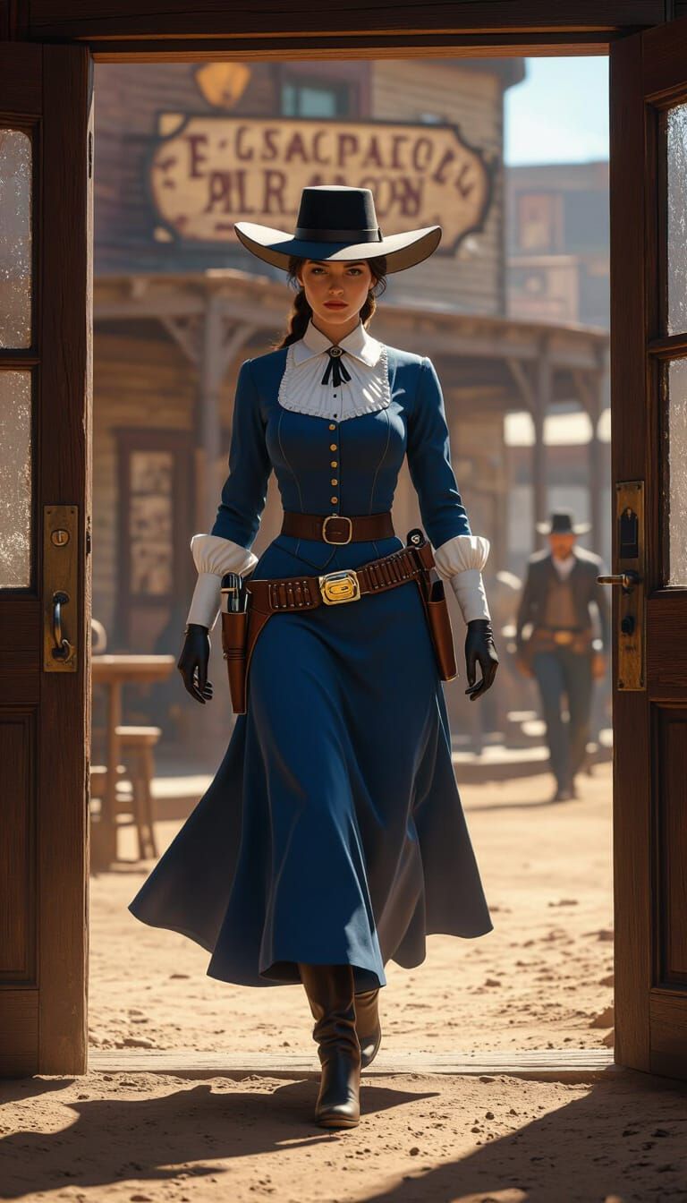 Wild West Maid with Pistol in Saloon