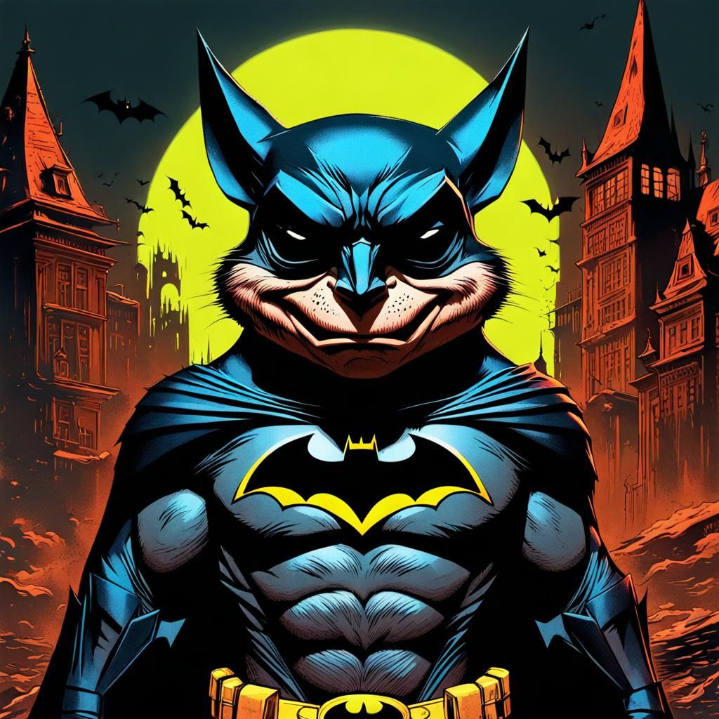 Psychedelic Batman Chipmunk Artwork