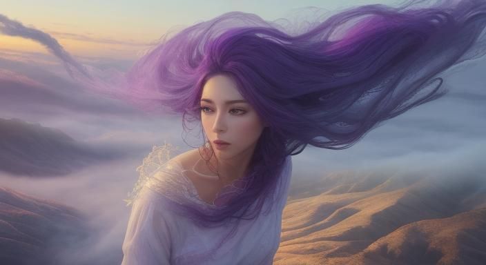 Ethereal Being Floating in Dreamlike Surrealist Landscape