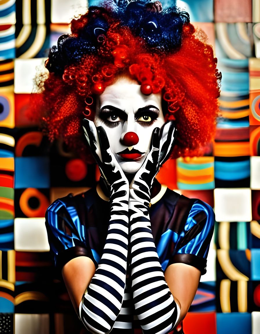 Gothic Clown in Fellini-esque Psychedelic Style