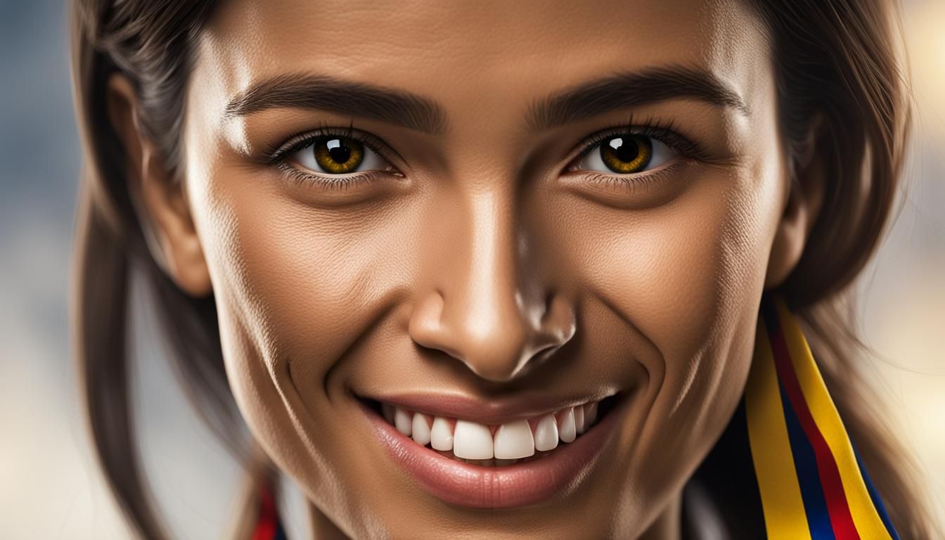 Colombiana Portrait with Symmetrical Features in Photorealis...