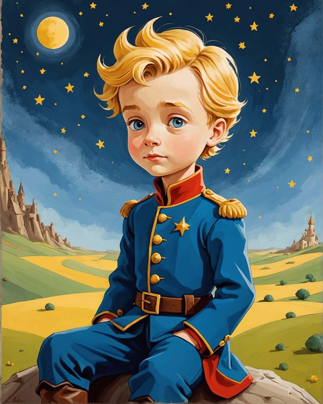 "The Little Prince", Antoine de Saint-Exupéry, Tempera