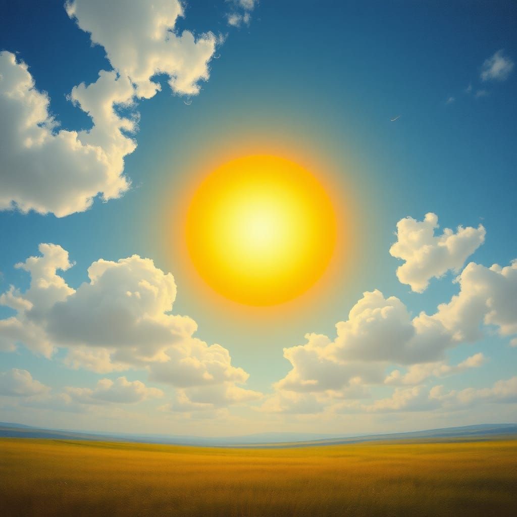 Ingot Sun in Dreamy Landscape, Impressionistic Style