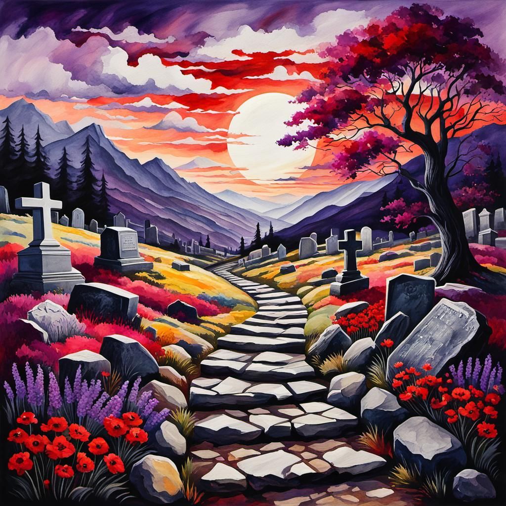 Dark Mountain Path: A Romantic Naturalism Painting