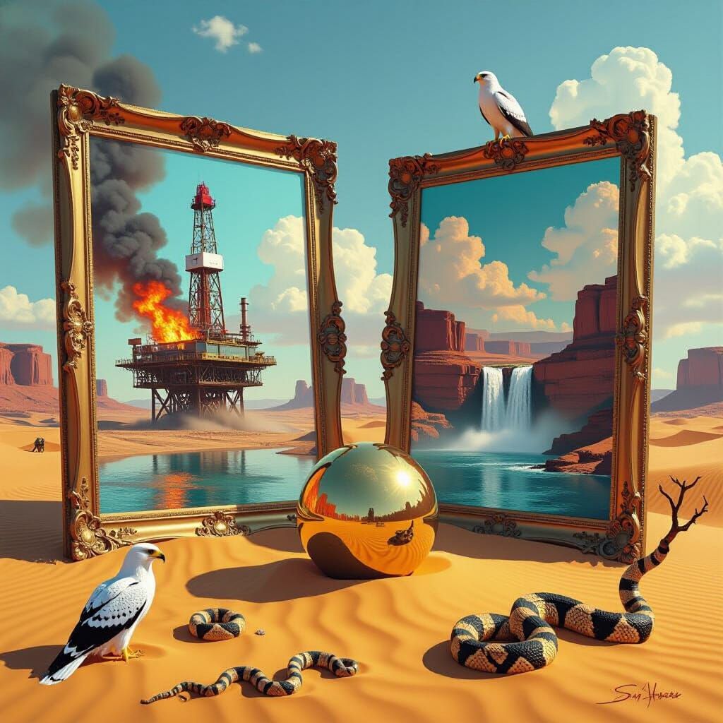 Desert Landscape with Contrasting Picture Frames