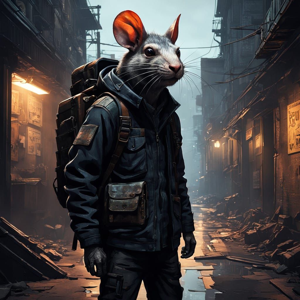 Cyberpunk Rat Warrior in PUBG Gear