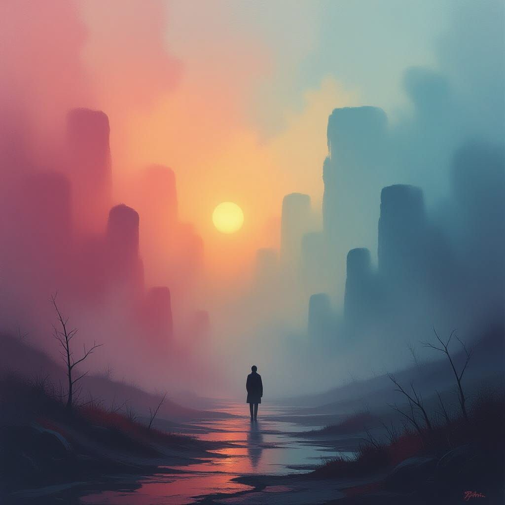 Dreamlike Scene in Abstract Expressionist Style