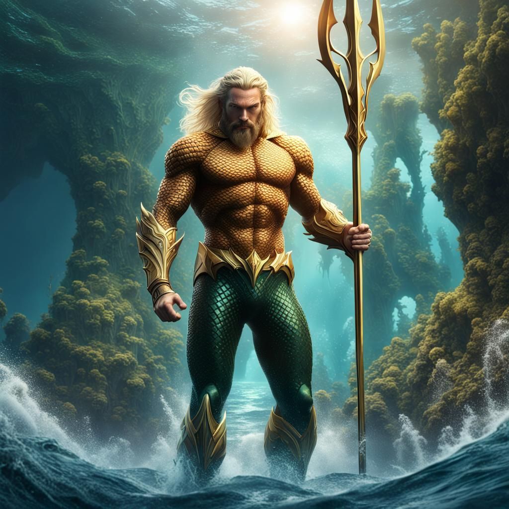 Fantasy Aquaman: King of the Ocean in High Fantasy Style