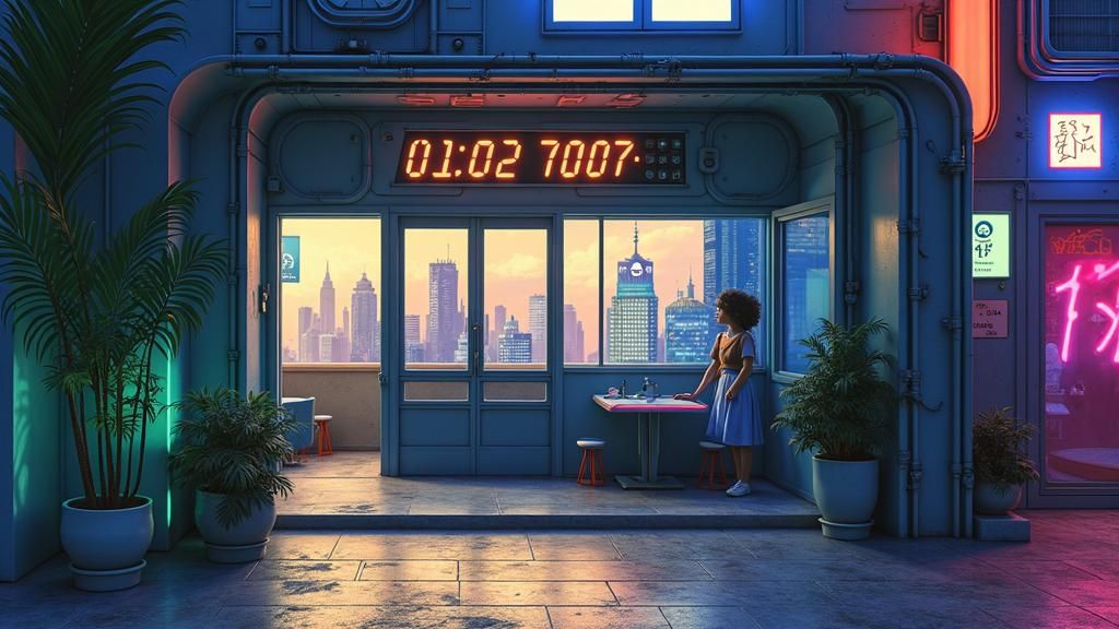 Futuristic Cityscape in Cyberpunk Style