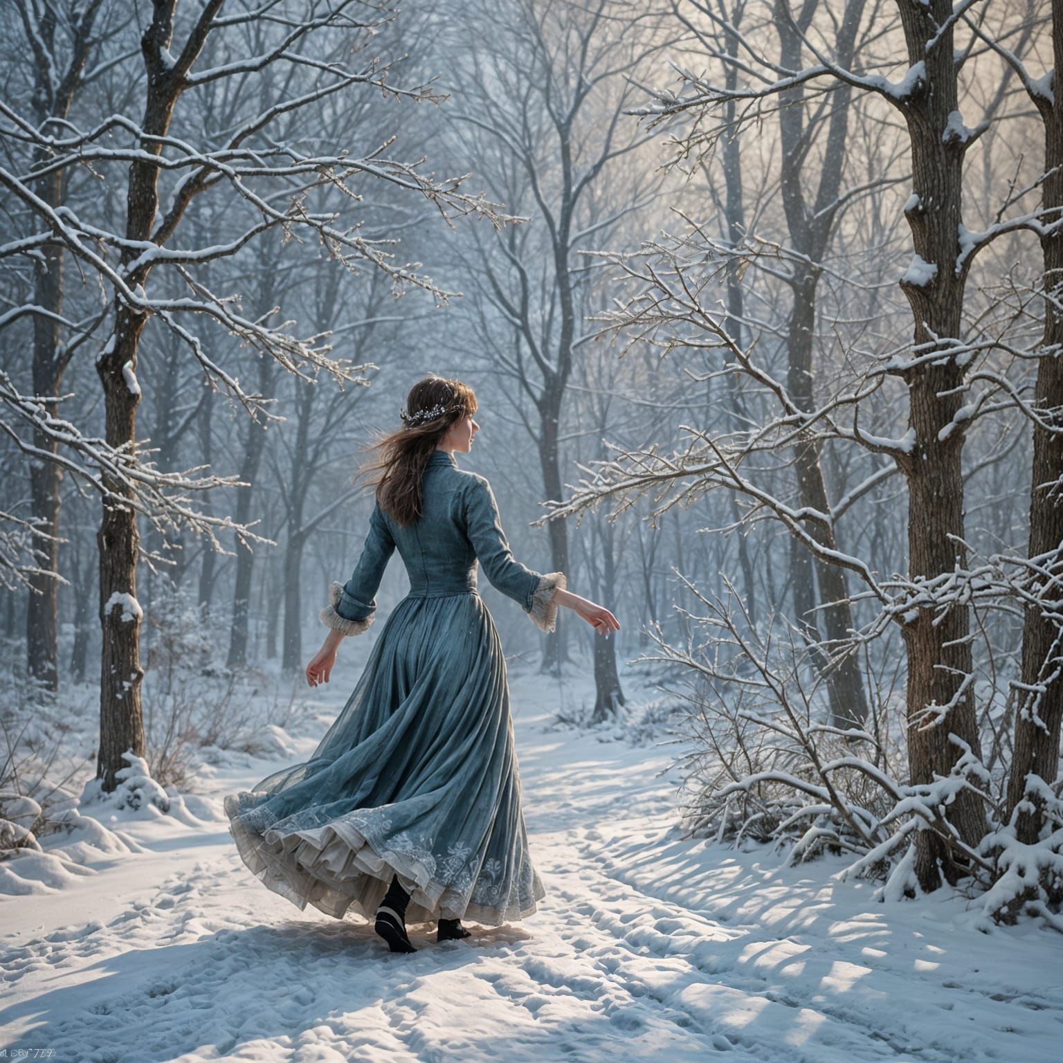 Dancing in the Snow, Light Suspended in Mist, Trees as Witne...