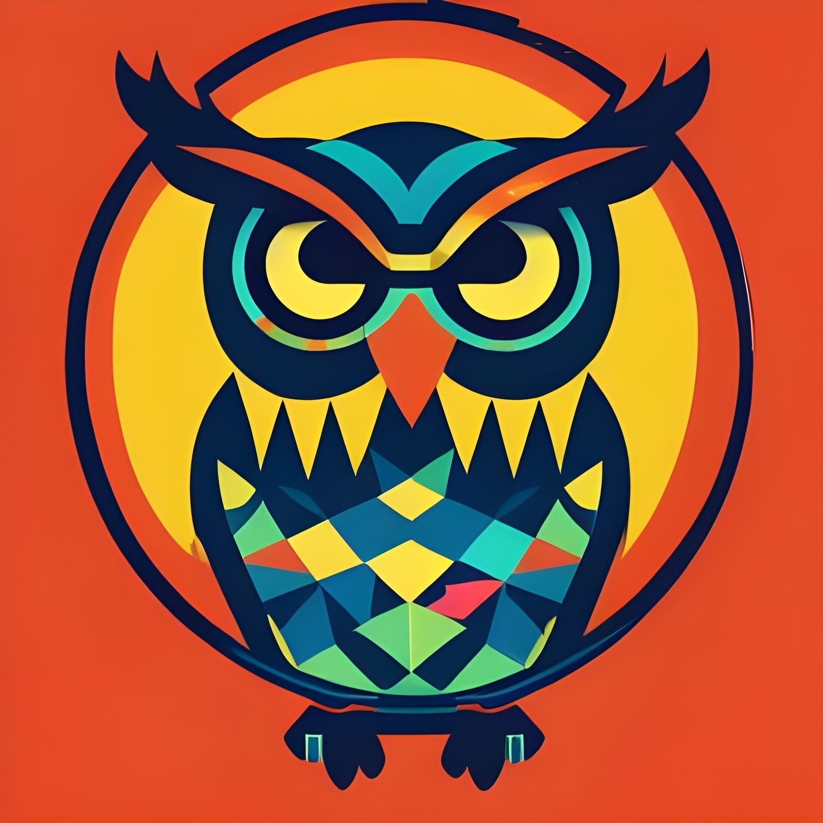 Owl in Geometric Bauhaus Pop Art Style