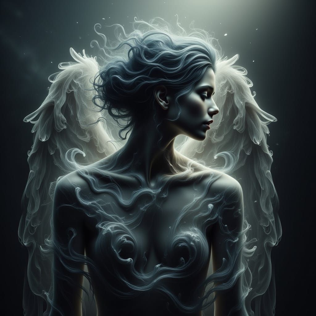 Ethereal Angelic Figure in Hyperrealistic Lighting