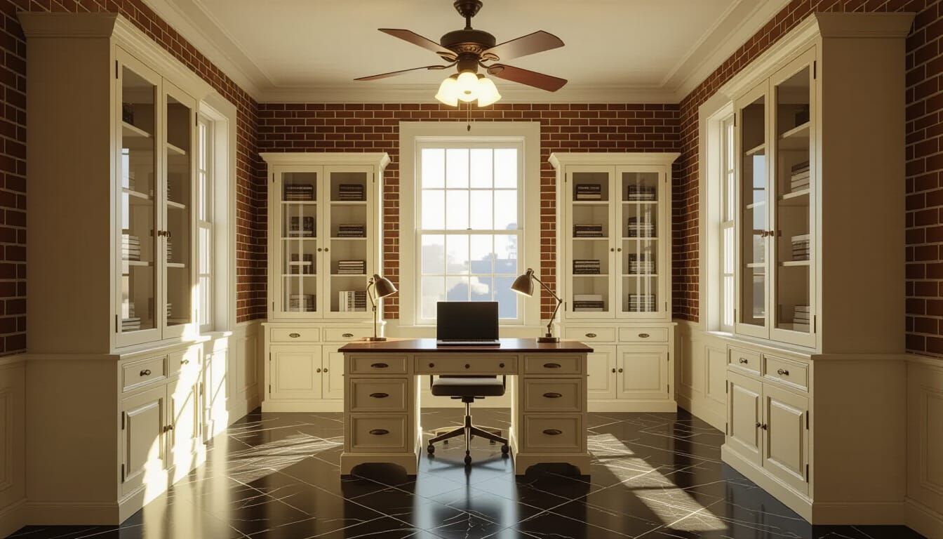 Victorian Working Room with Modern Laptop: Photorealistic Ci...