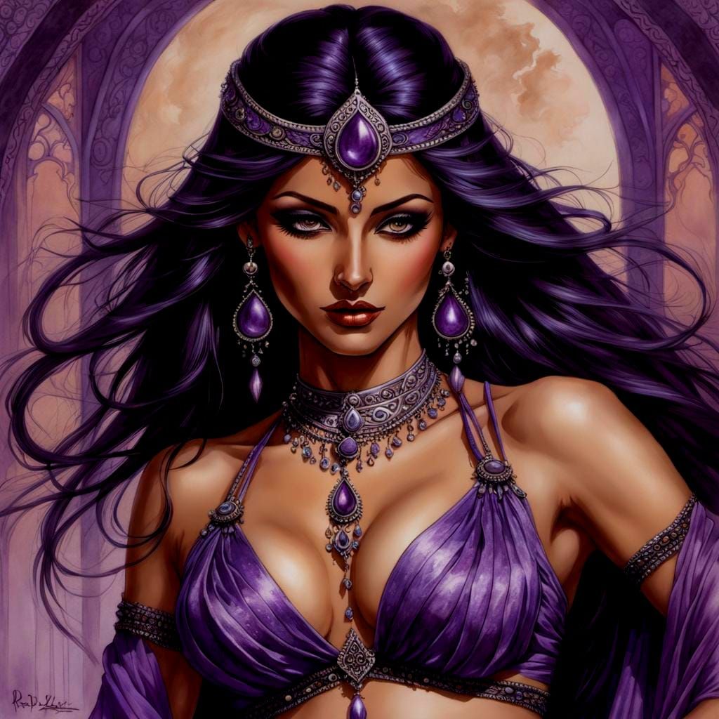 Arabian Belly Dancer in Dark Fantasy Art Style