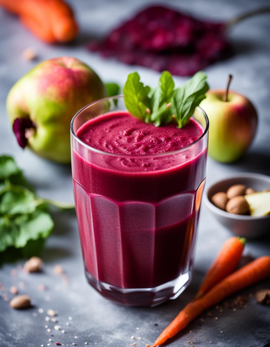 Beetroot Carrot Smoothie in Professional Photography Style