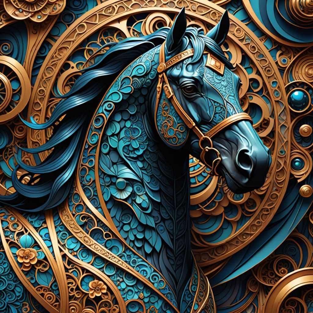 Secretariat Kentucky Derby in Vector Fractal Art Style