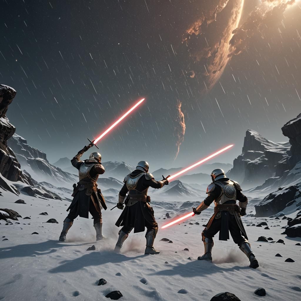 Irish Laser Sword Fight on Pluto in 3D Game Style