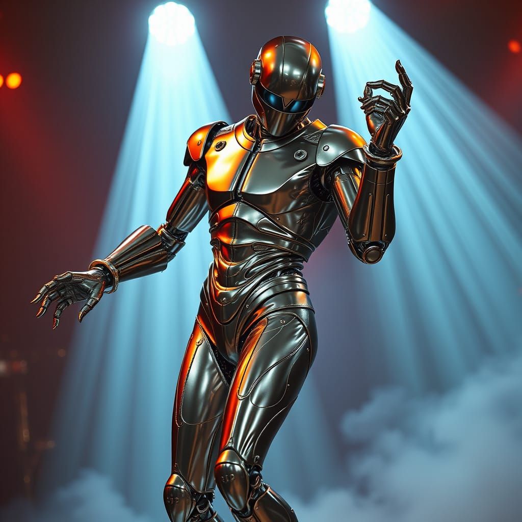 Dancing Metal Robot in Futuristic Style
