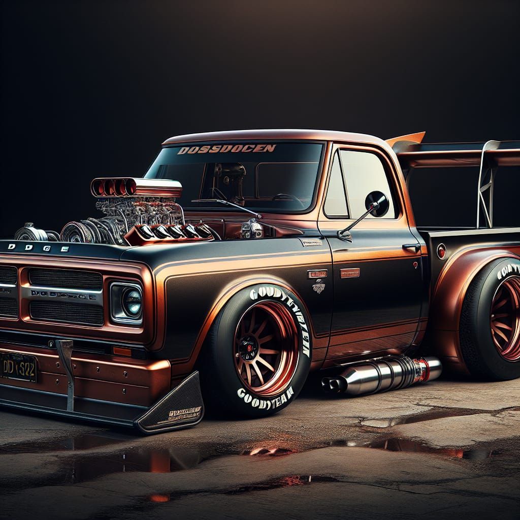 Copper and Black 1989 Dodge D100 Racing Truck