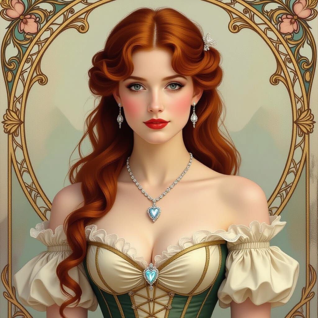 Elegant Redhead Portrait in Pre-Raphaelite Style