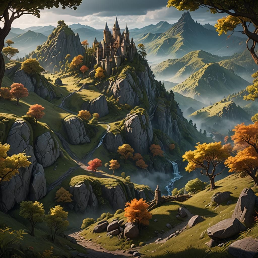 Fantastical Natural Beauty with Hills and Trees