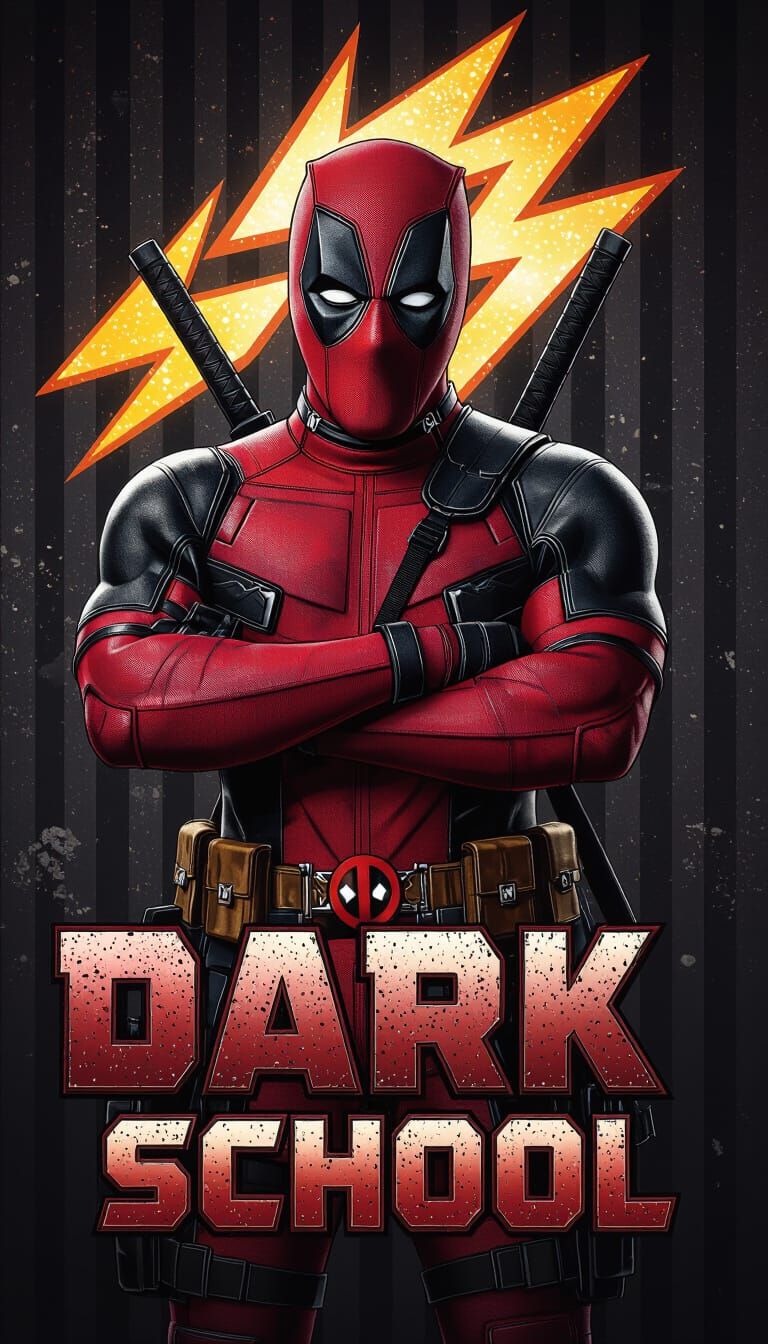 Deadpool Leans Playfully in Comic Book Style