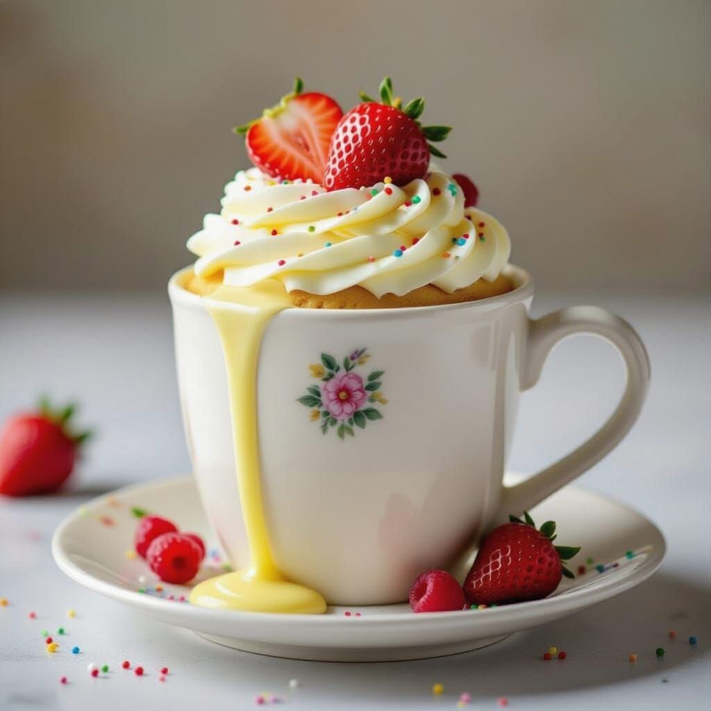Emma Bridgewater Mug Cake with Strawberries and Buttercream