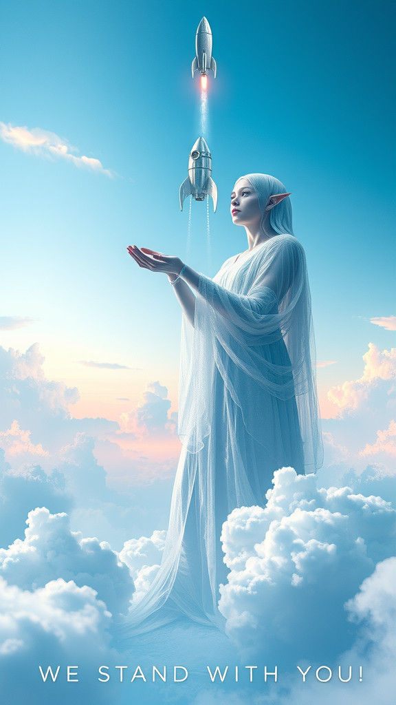 Ethereal Elf Launches Rocket: Surreal Dreamscape