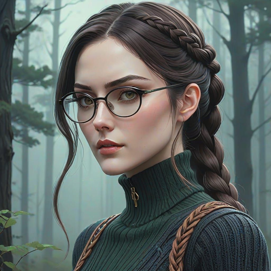 Ethereal Woman in Mystical Green Hues