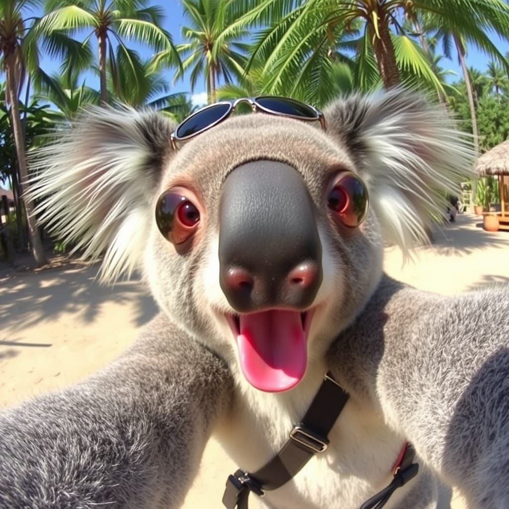 Koala's Silly Vacation Selfie