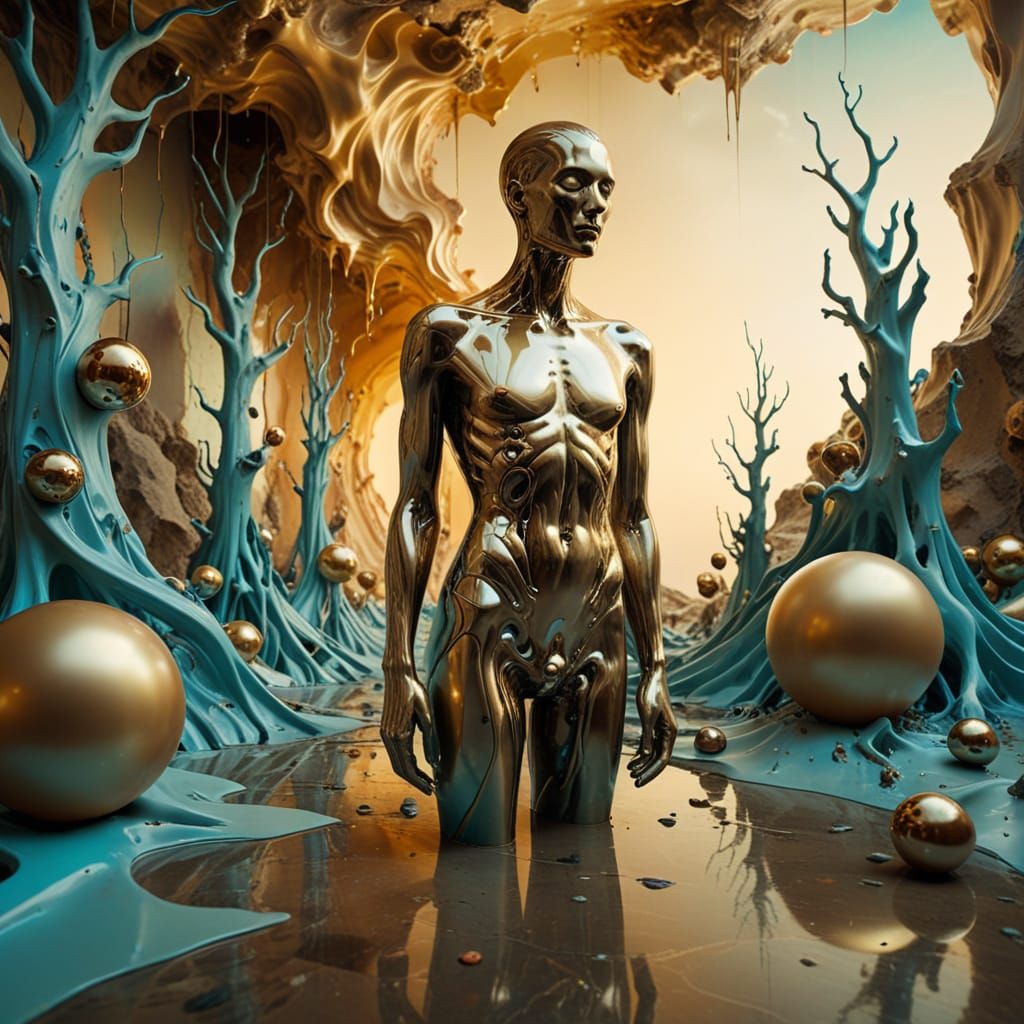 Surrealist Masterpiece in Dreamlike Landscape