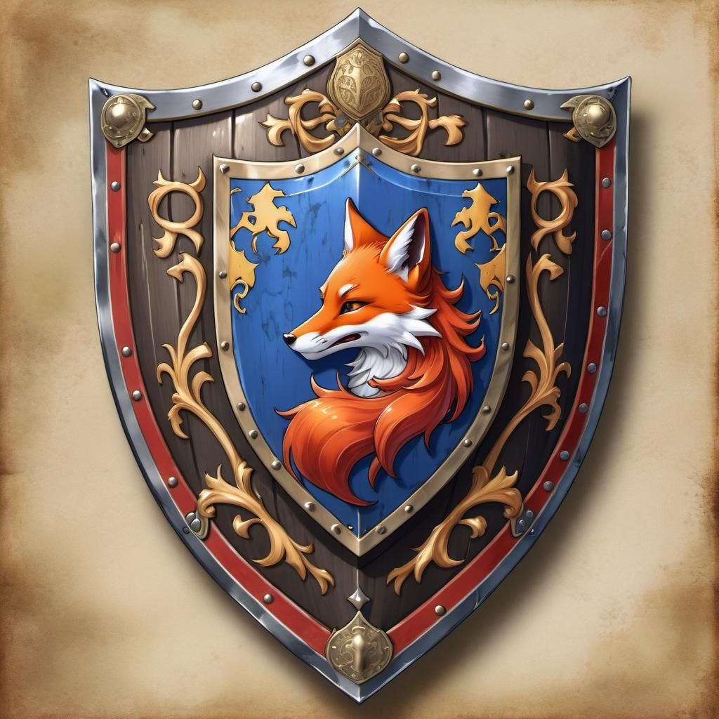 Fox Heraldry on Medieval Knight's Shield