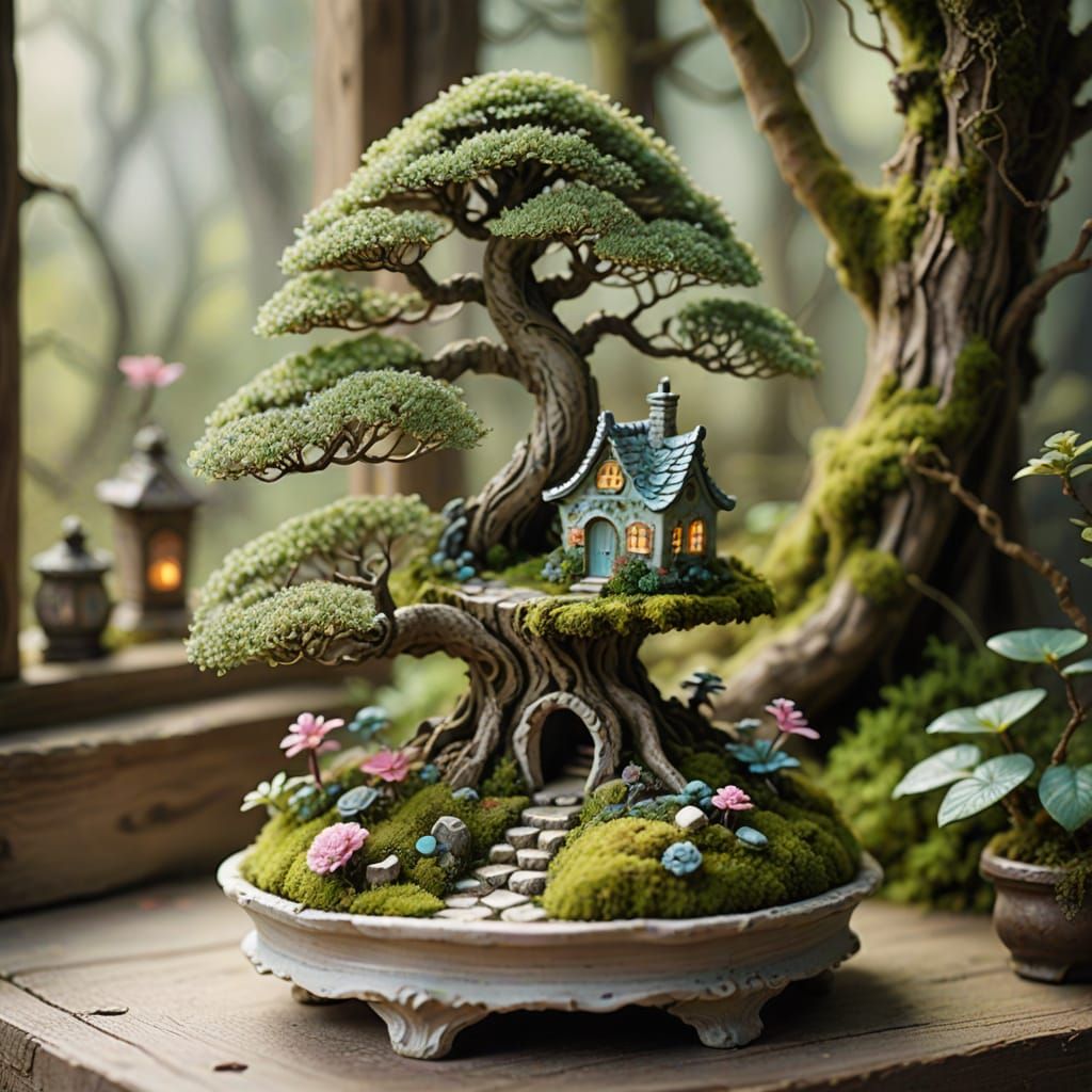 Enchanting Fairy Cottage in Miniature Watercolor World
