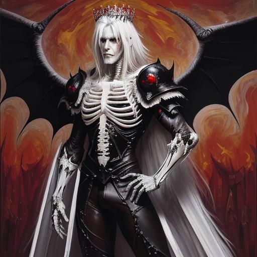 Vampire with Bone Armor and Wings in Expressionist Style