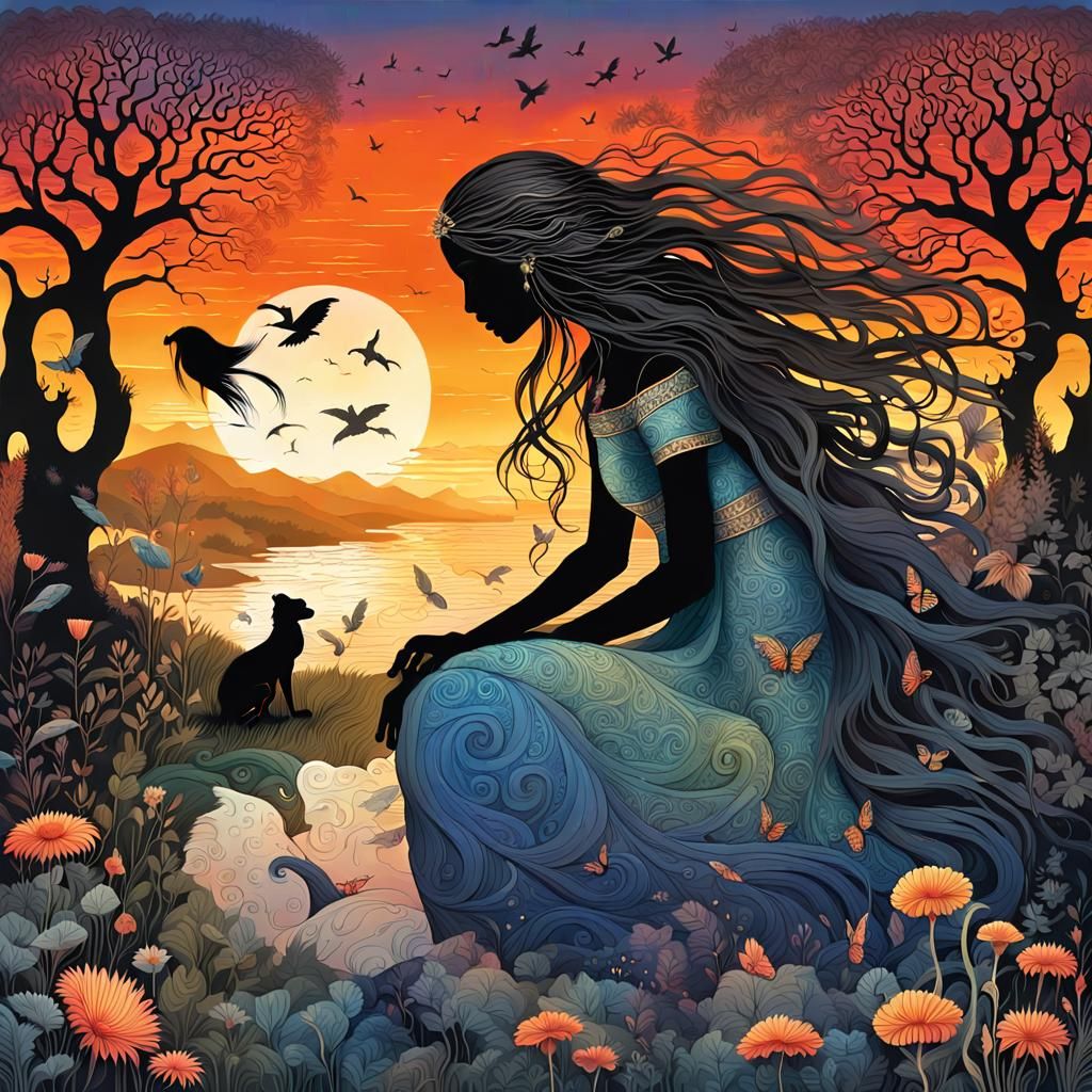 Mystical Creatures Awaken at Sunset: High-Resolution Photo