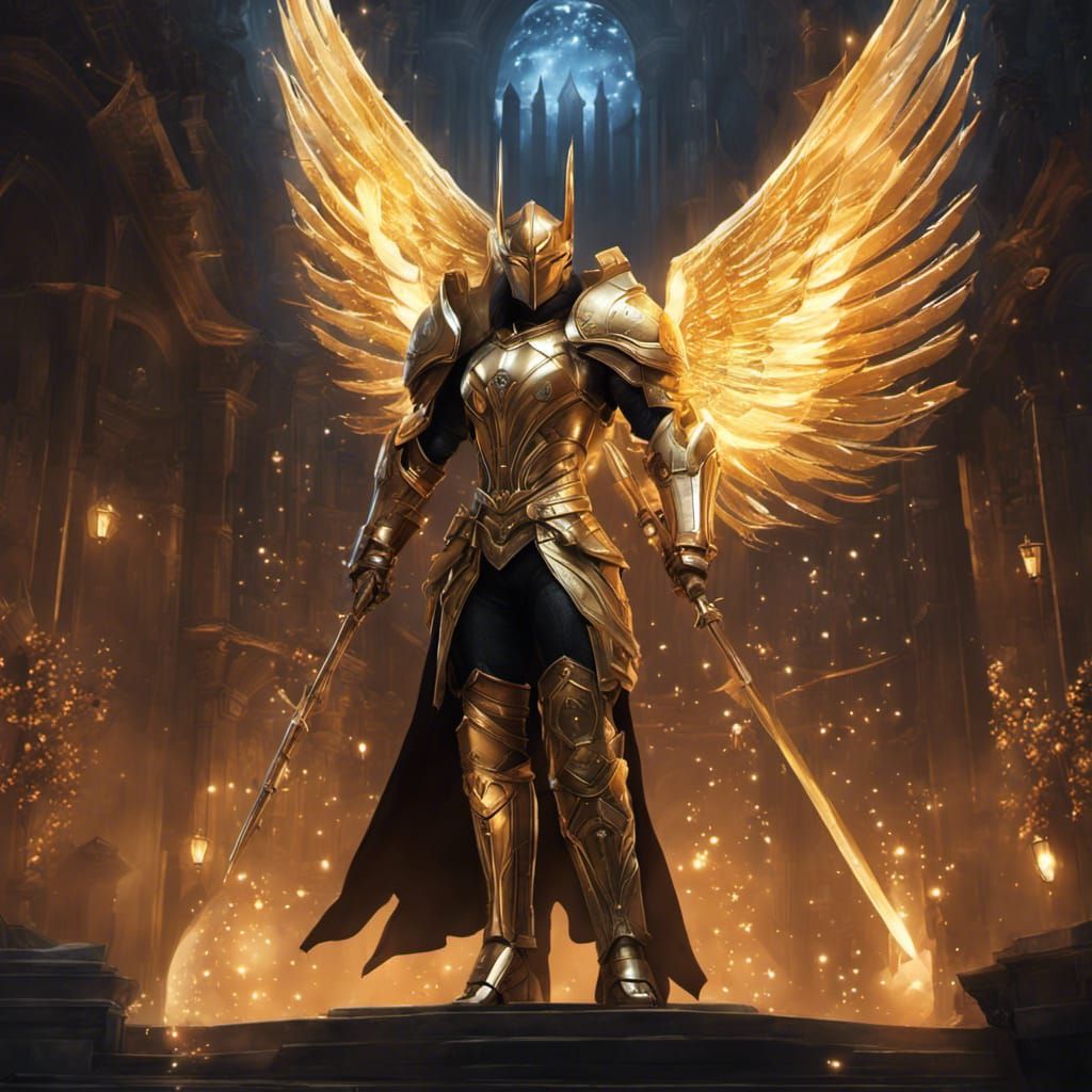 Golden Armored Zodiac Knight Illustration