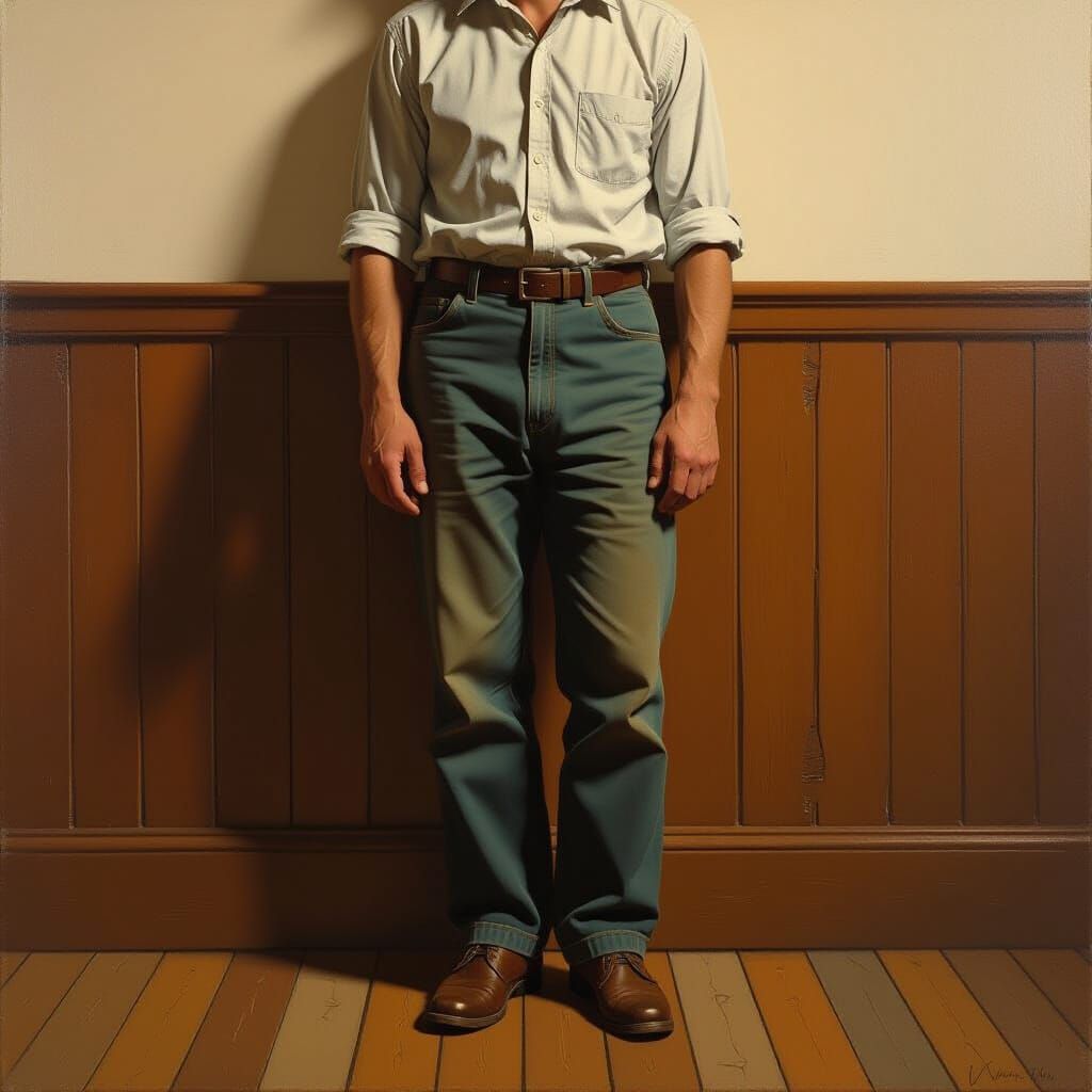 Man Against Wooden Wall in Classic Realism Style