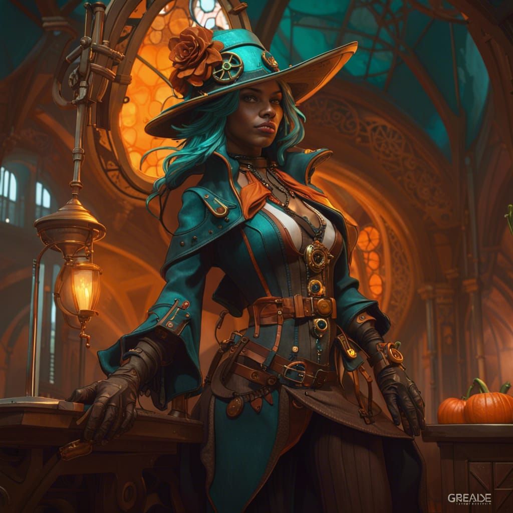 Steampunk Witch Concept Art in 8K Resolution