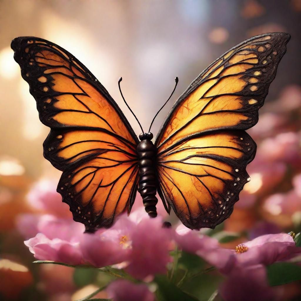 Leather Butterfly on Flower: Fantasy Matte Painting