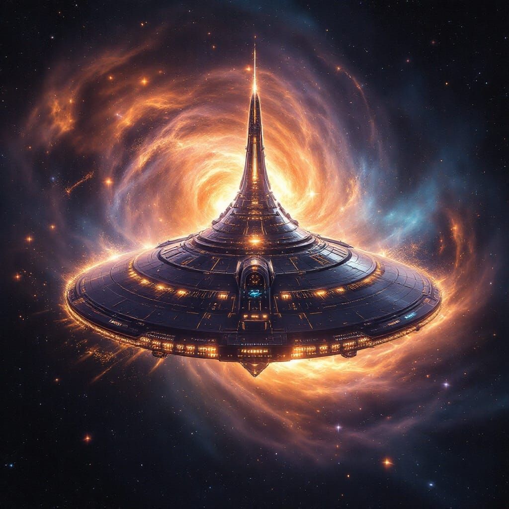 Tuning Fork Starship Emerges from Nebula