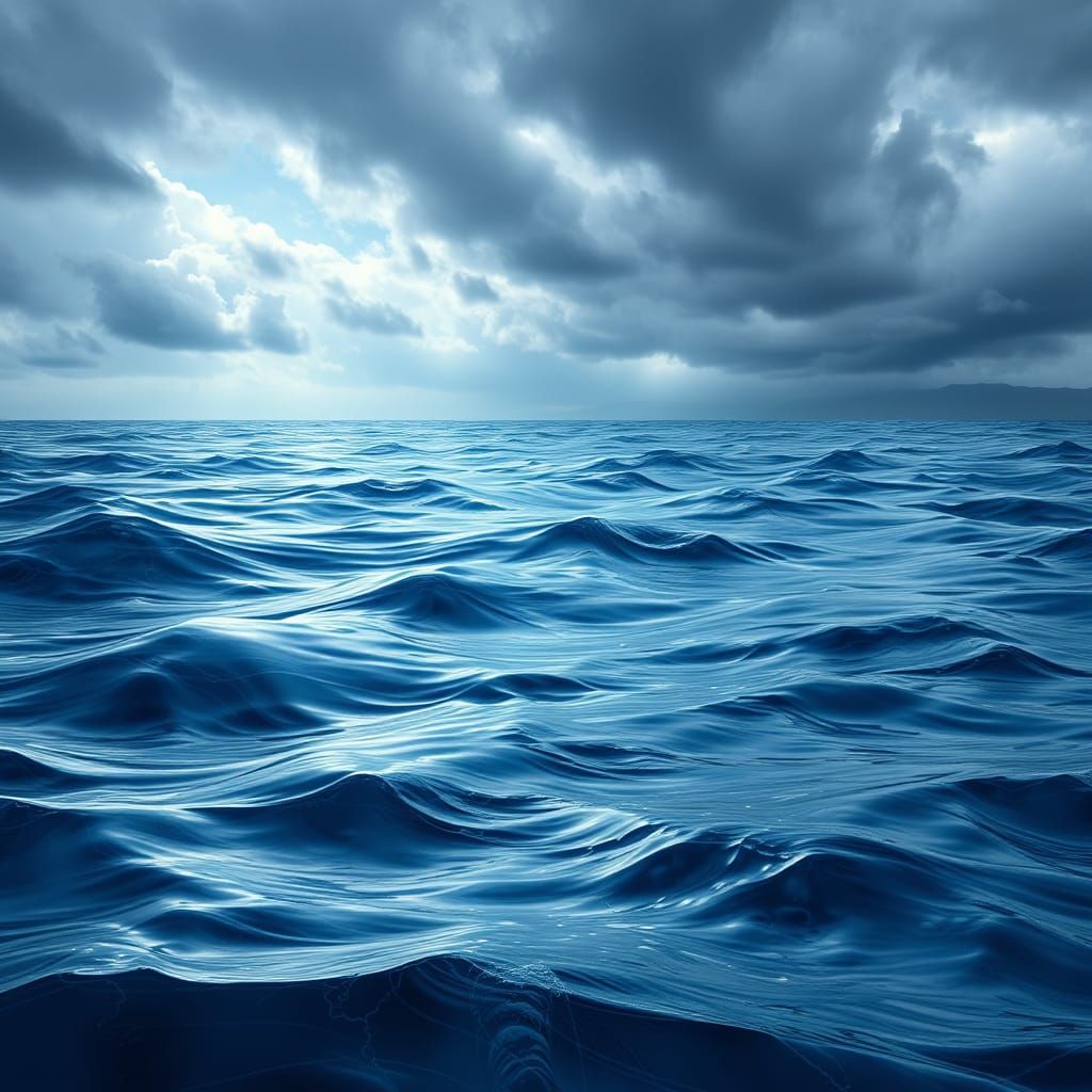 Hyperrealistic Digital Painting of Rippling Water Waves