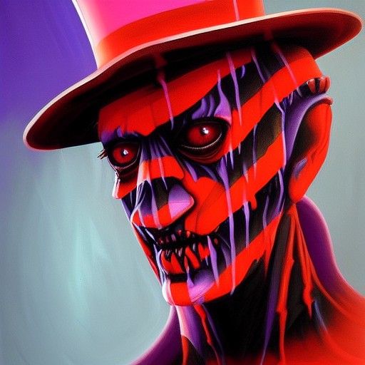 Freddy Krueger Portrait in Neon Hues