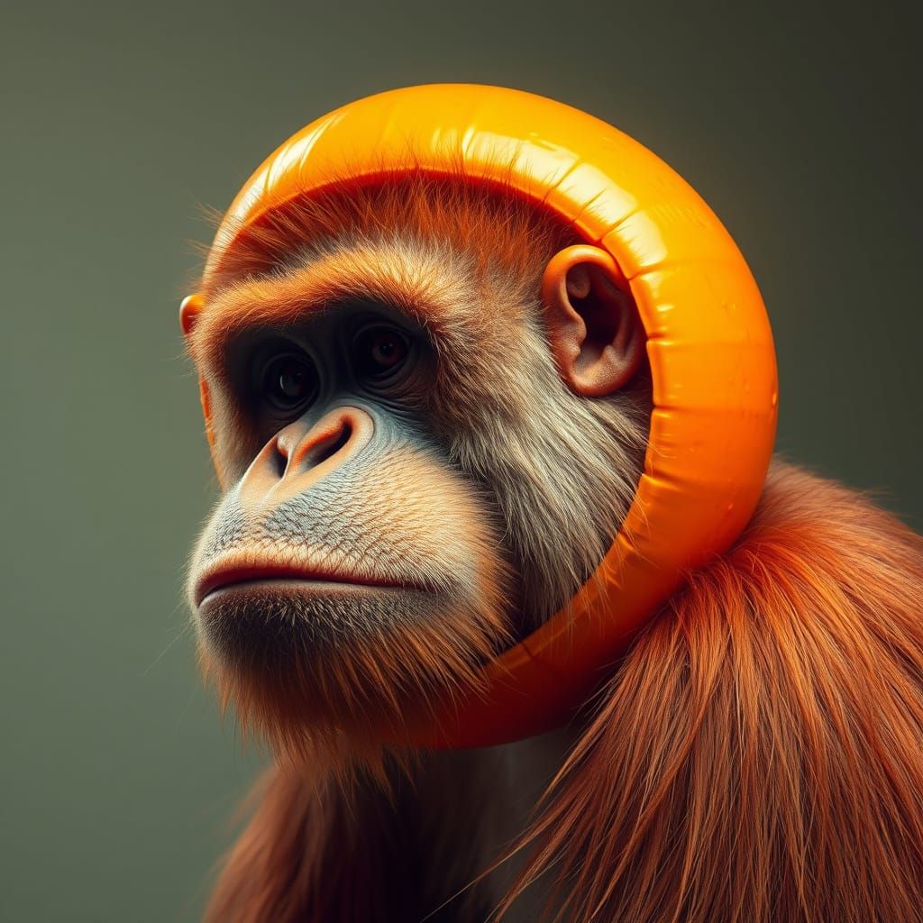 Surreal Orange Orangutan Hybrid in Dreamlike Hues