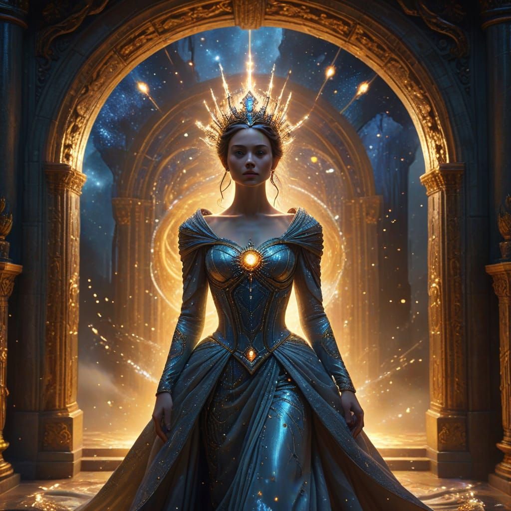Ethereal Queen Emerges from Celestial Portal