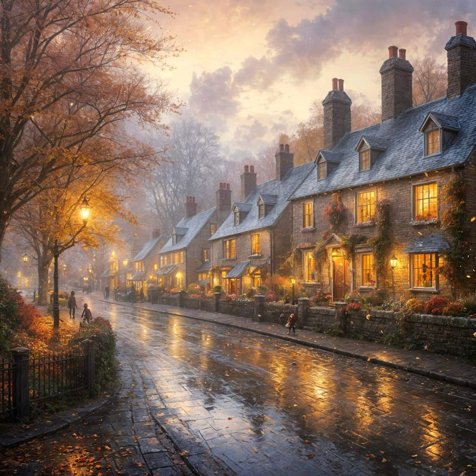 Colorful Autumn Scene with Winter Weather